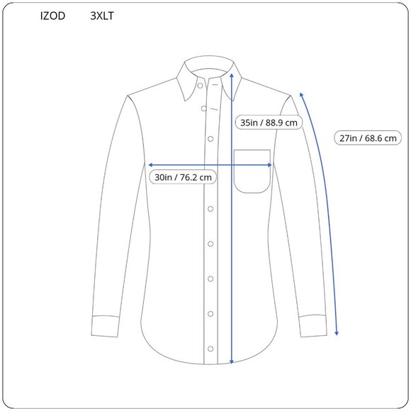 Izod Mens Shirt 3XLT Long Sleeve Pocket Premium Essentials Blue Plaid PLA122E - Picture 2 of 9